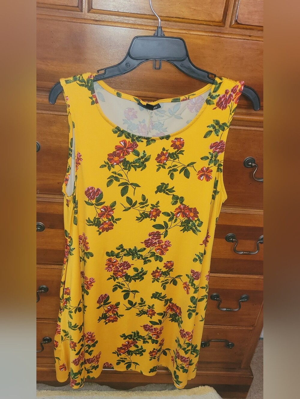 🌼 Nina Leonard Mustard Yellow Floral Shift Dress 🌼 - Picture 2 of 8